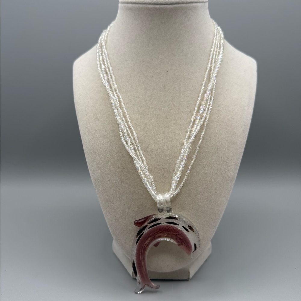 La Dolce glass dolphins beaded necklace
